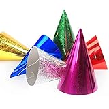 20 Stück ‚Partyhütchen / Hologramm-Folie‘, bunt-sortiert, mit Hutgummi - 2